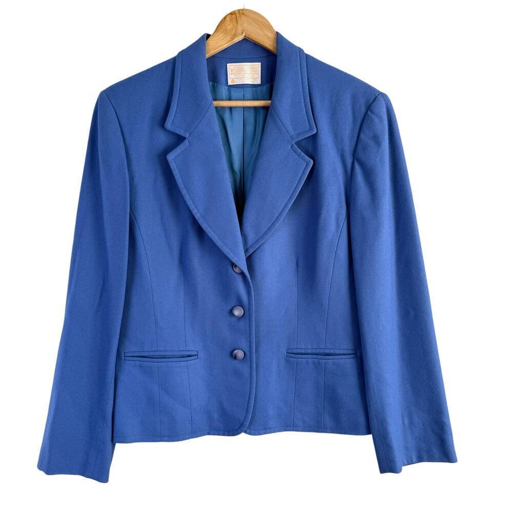 Pendleton Vintage‎ 100% Wool Three Button Blazer Jacket in Blue, Size 12